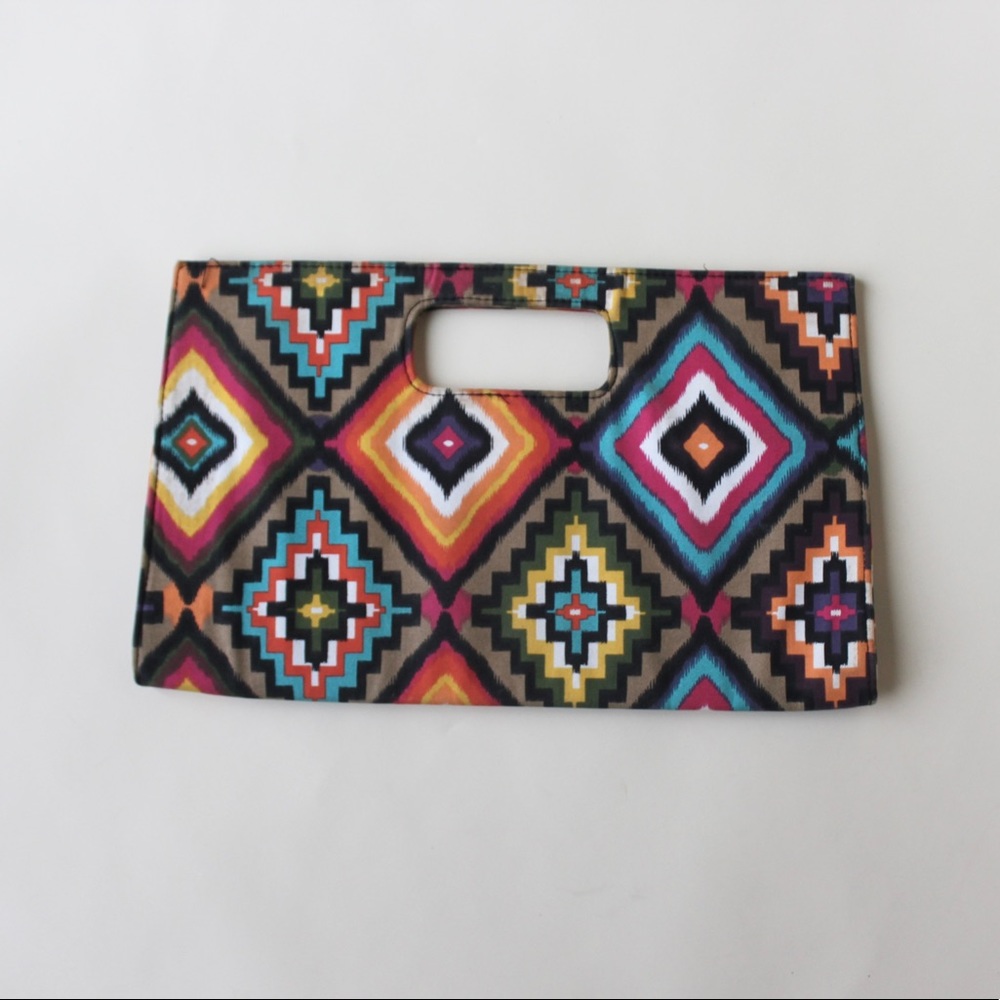 Multi Colored Print Clutch